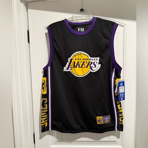 NWT men’s LeBron James NBA Black and Purple Lakers Sleeveless Jersey, size XL - Picture 1 of 2